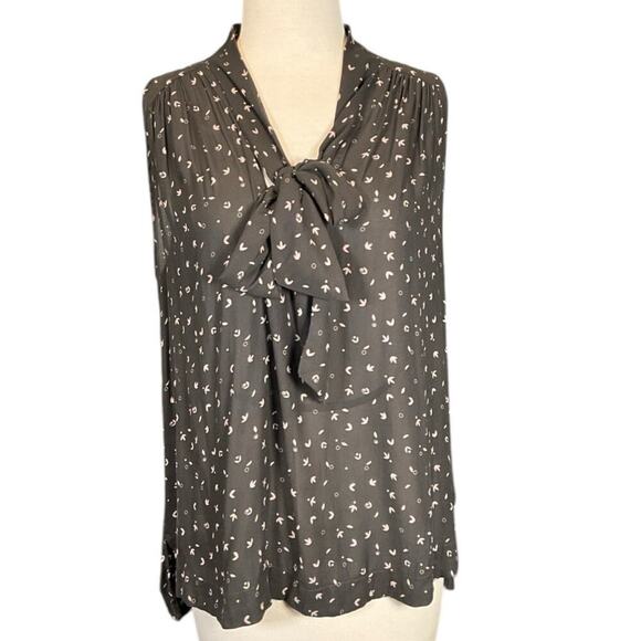 Free People Tuck In Top/ Blouse Sleeveless Tie-Neck Black/ Blush Size Medium - Picture 1 of 9